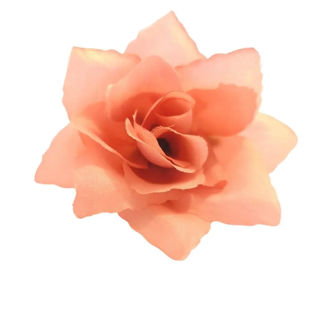 40 Peach Pink Artificial Silk Rose Flower Heads 3